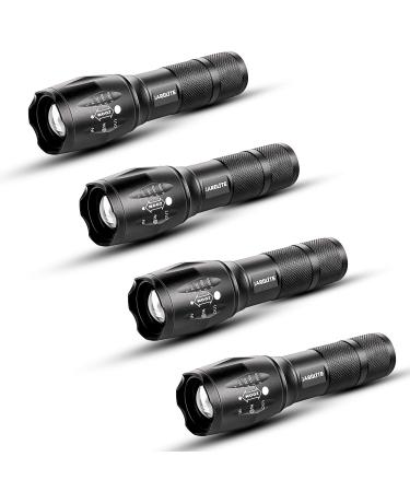 JARDLITE LED Emergency Handheld Flashlight, 4 Pack, Adjustable Focus, Water Resistant with 5 Modes, Best Tactical Torch for Hurricane, Camping, Dog Walking 4pack L1000