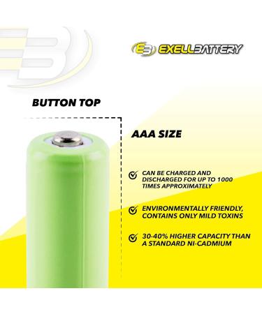 Exell 1.2V NiMH AAA Rechargeable Button-Top Battery 1000 mAh Replacement for Electric Razor & Toothbrush International Shipping Available - Buy Online on SooperMarket.com