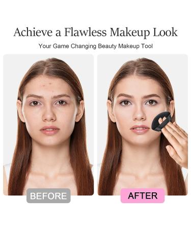 Velour Powder Puff Triangle Set for Face & Body - 6PCS Black Makeup Puffs - Buy Online on SooperMarket.com
