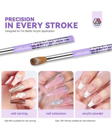 SAVILAND Kolinsky Acrylic Nail Brush Set - Sizes 6 10 14 | Professional Manicure Tool for Acrylic Nails & 3D Nail Art International Shipping Available - Buy Online on SooperMarket.com