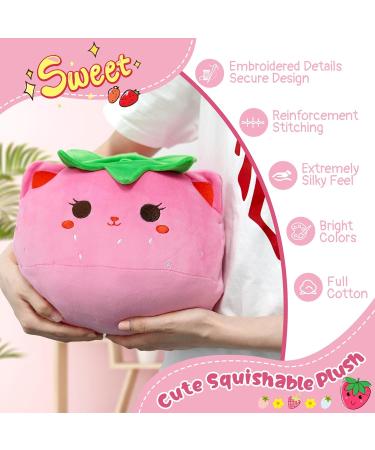 MUFEIRUO 40cm Strawberry Cat Plush Pillow - Cute Stuffed Animal Toy for Kids - Soft Cat Doll for Girls and Boys - Buy Online on SooperMarket.com