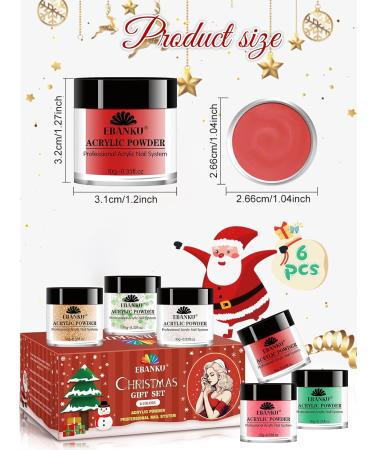 EBANKU Christmas Acrylic Powder Set - 6 Color Professional Nail Extension Kit for Long-Lasting Nail Art - No Lamp Needed | Perfect for Christmas Party - Buy Online on SooperMarket.com