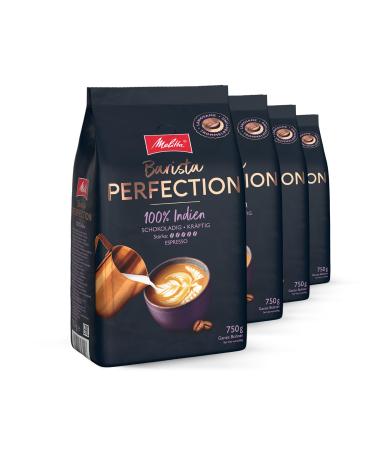 Melitta Barista Perfection 100% India entire coffee beans 4 x 750g uncomfortable single-original coffee arabica robusta blend slow drum roasting espresso starch 5 India 750 g (4 Pack)