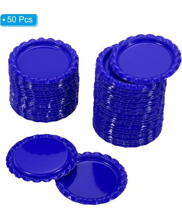 PATIKIL 1 Inch Flat Decorative Bottle Caps 50 Pack Craft Bottle Pendant Trays Double Sides Printed for DIY Pendants Craft Scrapbooks Dark Blue - Buy Online on SooperMarket.com