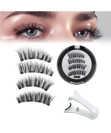 Lumentes Magnetic Eyelashes Lumentes Magnetic Lashes Magnetic Eyelashes Without Eyeliner Reusable Magnetic Eyelashes with Applicator No Glue or Liner Needed (Color : KS02-4)