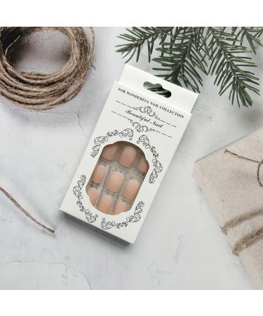 Extra Short Press on Nails - Acrylic Square Fake Nails in Nude Pink | Full Cover Glossy Designs with Nail Glue for Women - Buy Online on SooperMarket.com