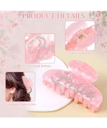 Gjinxi Bride Claw Hair Clip Pink Acrylic Hair Clip with Rhinestone Bride Logo Bride Bridesmaid Gift for Wedding Banana Barrettes Hair Decorations for Bachelorette Party Decorations Bridal Shower - Buy Online on SooperMarket.com