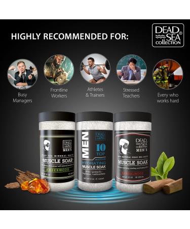 Dead Sea Collection Muscle Recovery Bath Salts for Men - Soothing Amber Wood Mineral Salt Soak - 34.2 OZ for Healing and Relaxation - Buy Online on SooperMarket.com