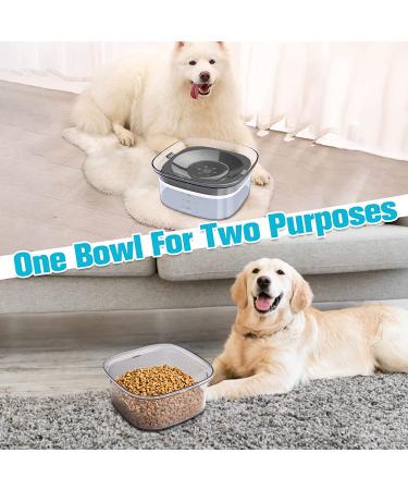 UPSKY 70oz No Spill Dog Water Bowl - Large Capacity Slow Feeder & Transparent Dispenser for Dogs and Cats - Travel-Friendly Design - Grey - Buy Online on SooperMarket.com
