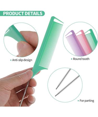 6Pcs Metal Rat Tail Combs Fine Tooth Rattail Comb Parting Combs with Stainless Steel Pintail for Braiding Hair Sectioning Teasing Styling(8.66 Inch) - Buy Online on SooperMarket.com