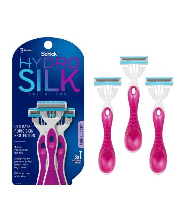 Schick Hydro Silk Ultimate Pubic Skin Protection Disposable Razors for Women Sensitive Skin | Pubic Hair Razor for Women Sensitive Skin Razor Bikini Shaver Women s Razors Bikini Line Razor 3ct