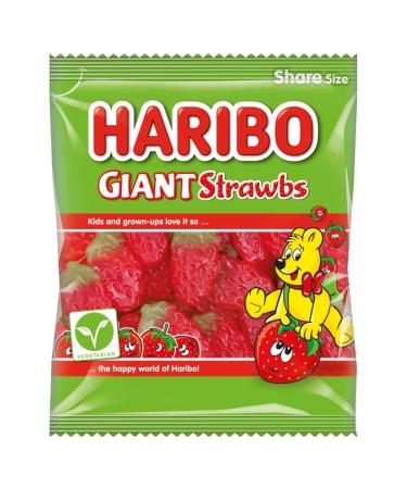 Strawberry Giant Strawbs Gummy Chewy Soft Sweets in 140g Share Bag Iconic Family Favorite - 2 Bags