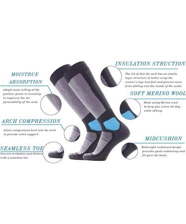 SOLAX Wool Over The Calf Ski Socks - Men's & Women's Medium Black-173 - Buy Online on SooperMarket.com