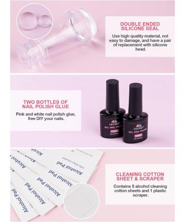 EBANKU Double Sided Nail Stamper Kit with Gel Polish - French Tip Nail Stamping Set for Home DIY Salon - Buy Online on SooperMarket.com