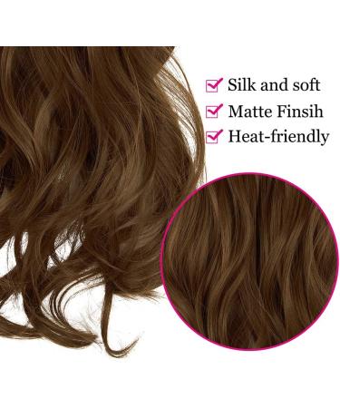 OMGREAT Ombre Halo Hair Extensions 18 Inch Wavy Curly Synthetic Hair - Light Chestnut Brown - Buy Online on SooperMarket.com