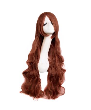 MapofBeauty 32 inch/80 cm Fashion Long Curly Hair Anime Costume Side Bangs Cosplay Wig (Ginger Orange)