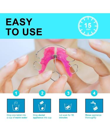 Mysmile Retainer Cleaner with Denture Cleaning Tablets 3 Min Faster Denture Cleaner Help to Remove Stains Bad Odor Plaque from Aligner Invisalign Mouth Guard Night Guard (120 Count (Mint Flavor)) - Buy Online on SooperMarket.com