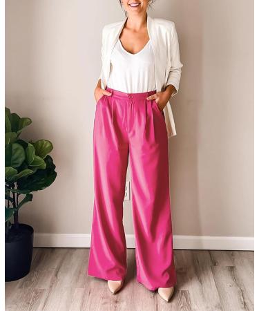 Vetinee High Waisted Wide Leg Dress Pants with Pockets - XXL Magenta - Buy Online on SooperMarket.com