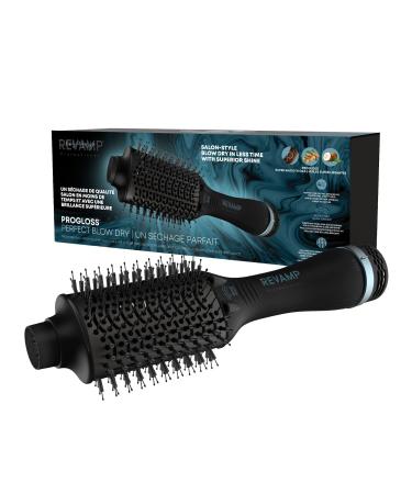 Revamp Progloss Perfect Blow Dry Volume Styler - Ceramic Barrel Hair Dryer Brush for Wet or Dry Styling Infused with Progloss Oils for Frizz-Free Shine - Auto-Off & 9' Swivel Cord