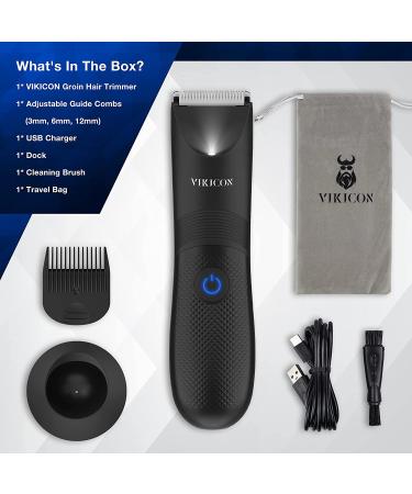 VIKICON Electric Body Trimmer & Shaver for Men - Pubic Hair Groomer with Ceramic Blade, Waterproof, USB Charging - Black - Buy Online on SooperMarket.com