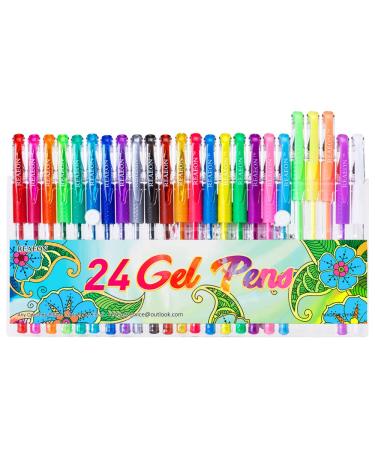 Reaeon 24 Colors Gel Pens  Coloring Gel Pen Art Markers for Journal Adult Coloring Books Drawing Note Taking  40% More Ink for Kids