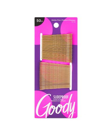 Goody Ouchless Hair Bobby Pins - 50 Count, Metallic Blonde - Slideproof and Lock In Place - Suitable for All Hair Types - Pain-Free Hair Accessories for Women and Girls - All Day Comfort