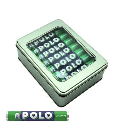 Polo Mints Original Sweets 16 Tubes x 34 g and Silver Window Lid Refillable Tin