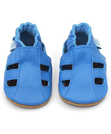 Dotty Fish Soft Leather Baby Shoes | Toddler Sandals | Non-Slip Suede Soles | Sky Blue | 0-6 Months to 3-4 Years - Buy Online on SooperMarket.com