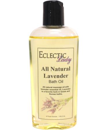 Lavender Bath Oil by Eclectic Lady - Scented Bath Oil - Relaxing & Moisturizing Bathing Oil - Fragrance Body Oil for Dry & Rough Sensitive Skin - Body Daily Nourishing Shower Oil (4 oz) 4 Ounce
