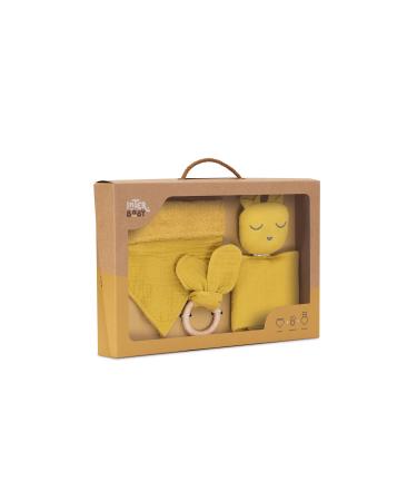 Set: Doudou bear bib and teething ring grey