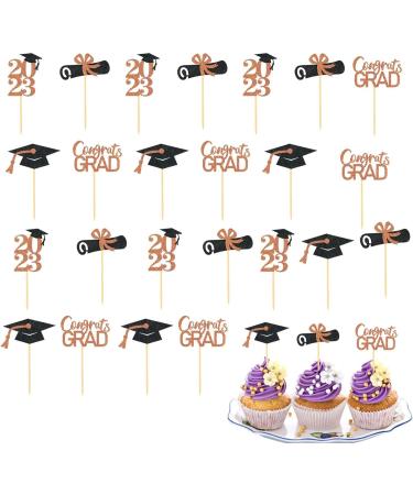 BAOK Graduation Cupcake Toppers - Graduation Theme Cupcake Toppers Class of 2023 Graduation Caps Cupcake Picks for Party Cake Decorations Supplies Rose Gold - Buy Online on SooperMarket.com