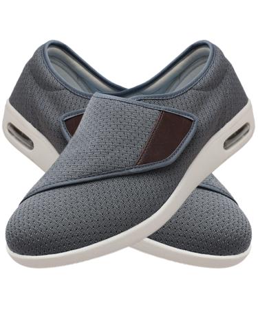 LGZY Men's Wide Width Shoes with Memory Foam Adjustable Closure Lightweight for Diabetic Edema Plantar Fasciitis Bunions Arthritis Swollen Feet for Plantar Fasciitis Grey 45 EU 45 EU Grey