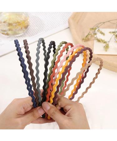 Headbands Hair Band Women Headband Metal Bands Candy Color Wavy Hairband 180 Stretch Fashion Frosted Minimalist for Women's Girls Sports Fashion - Buy Online on SooperMarket.com