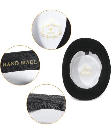 GEMVIE Men's 100% Wool Top Hat Satin Lined - Black Dress Hat 7 5/8 - Buy Online on SooperMarket.com