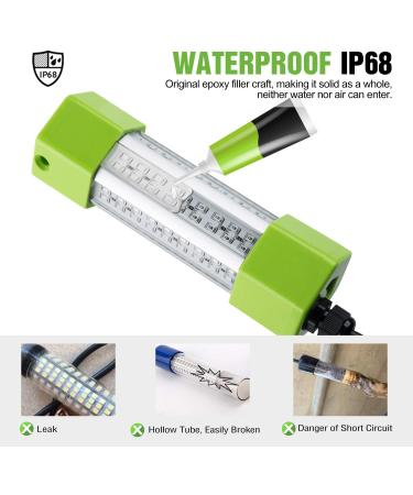 Goture 12V 45W Underwater Fishing Light - Portable IP68 LED Submersible Waterproof Lamp for Boat, Kayak, Dock - Green/White 108LED - Buy Online on SooperMarket.com