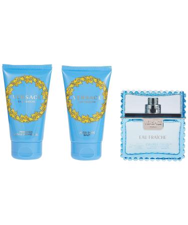Versace MAN EAU FRAICHE by Gianni EDT SPRAY 1.7 OZ & AFTERSHAVE BALM 1.7 OZ & SHOWER GEL 1.7 OZ