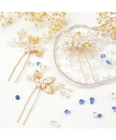 XZtimes Wedding Hair Clips Gold Leaf Bride Hair Pins Bridal - Pack of 3 - gold pin - Vintage - Buy Online on SooperMarket.com