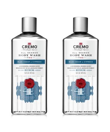 Cremo Rich-Lathering Blue Cedar & Cypress Body Wash A Woodsy Scent with Notes of Lemon Peel Cypress and Cedar 16 Fl Oz (2-Pack) Blue Cedar & Cypress 2-Pack
