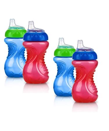 Nuby 4 Piece No Spill Easy Grip Trainer Cup 10 oz  Blue/Red