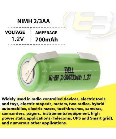Buy 2x Exell 2/3AA NiMH 700mAh Rechargeable Batteries - Perfect for Capacitors Shearing Devices Miner Lamps & Helmet Lights - International Shipping Available - Buy Online on SooperMarket.com