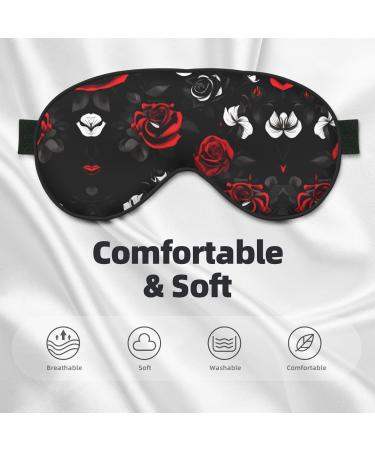 SSIMOO Black White Red Roses Eye Mask | Breathable Sleep Patch for Women | Ideal for Travel & Relaxation - Buy Online on SooperMarket.com
