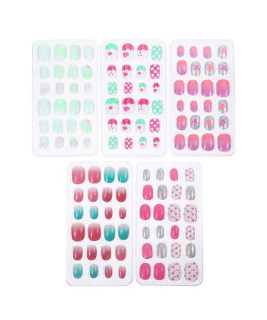 Minkissy Christmas Nails Kids Nail Stickers Christmas Fake Nails Candy Color Nail Tips Cartoon False Nail Tips Removeable Press On False Nails For Kids Nail Stickers Kids