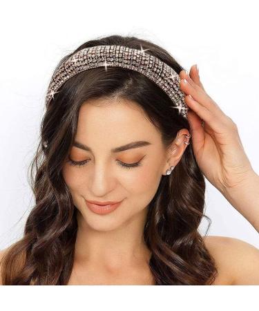 Crystal Diamond Headband for Women Fashionable Handmade Wide Hair Hoops Beaded Bling HairBand Hair Accessories Pearl headdress - Buy Online on SooperMarket.com