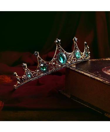 FRCOLOR Green Rhinestone Crown - Vintage Queen Baroque Princess Crown for Women - Birthday Bridal Tiara for Wedding Pageant Prom Halloween - Buy Online on SooperMarket.com