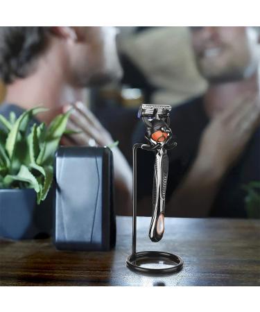 Linkidea Stainless Steel Safety Razor Stand | Shaving Brush Holder for Men | Fusion 5 Proshield & Proglide, Mach 3 Compatible | Deluxe Shaving Holder Base (Black) - Buy Online on SooperMarket.com