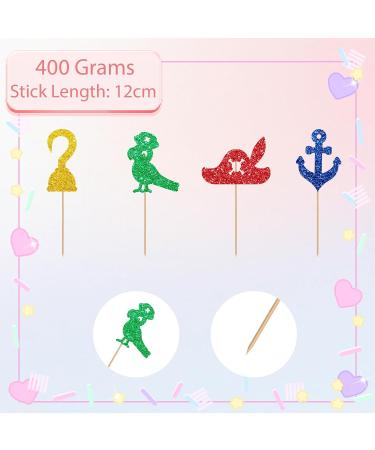 24Pcs Pirate Cupcake Toppers Rudder Nautical Sailing Cupcake Toppers for Boy Colorful Glitter Pirate Cupcake Picks for Baby Shower Pirate Themed Birthday Party Decoration - Buy Online on SooperMarket.com