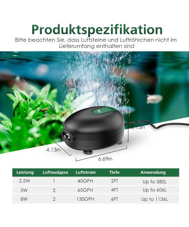 Buy AQQA Ultra Quiet 2.5W Aquarium Air Pump - Adjustable Oxygen Pump with Double Outlet Valve for Optimal Fish Tank Aeration - Buy Online on SooperMarket.com