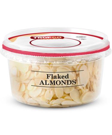 Tropgo Flaked Almonds - Finely Sliced Almond Nuts in a Resealable and Recyclable Tub - Natural Unsalted Peanut Flakes - Protein and Fibre Rich Guilt Free Nut Snack - Healthy Snack for All Ages (140G)