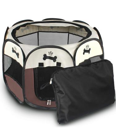Pet Portable Foldable Playpen, Exercise 8-Panel Kennel Mesh Shade Cover Indoor/Outdoor