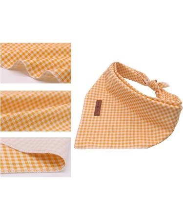Lionet Paws Dog Bandana Headscarves - Triangle Scarf Yellow & White Checked LL | Stylish Pet Accessory for All Breeds - Buy Online on SooperMarket.com